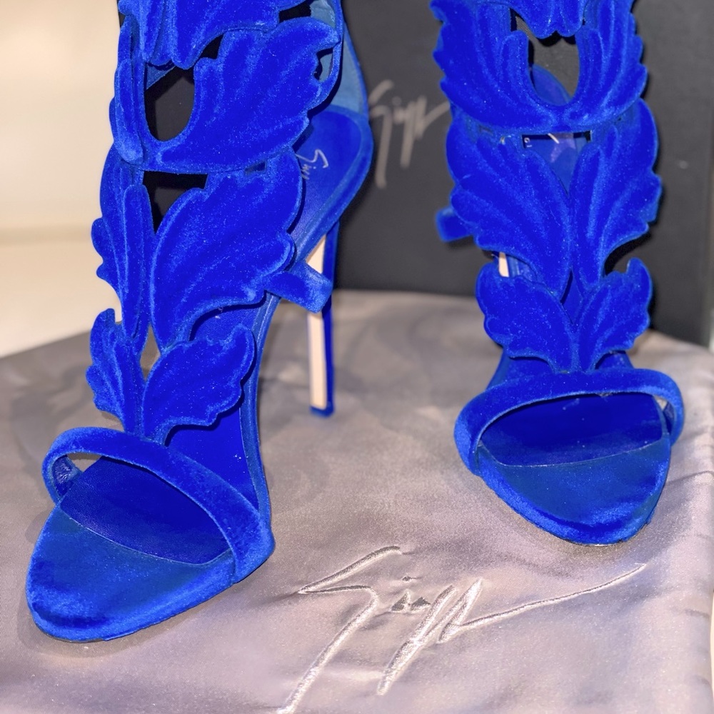 Giuseppe Zanotti Coline Wings Suede High-Heel Sandal, Stunning Blue